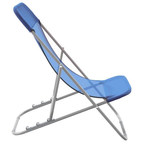 Foldbare strandstole 2 stk. textilene og pulverlakeret stål blå