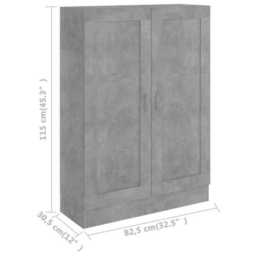 Bogskab 82,5x30,5x115 cm konstrueret træ betongrå