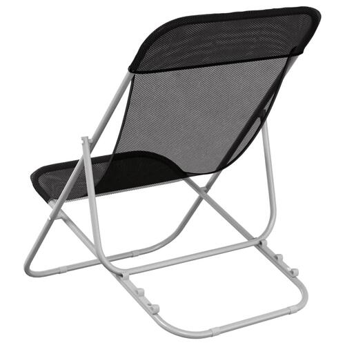 Foldbare strandstole 2 stk. textilene pulverlakeret stål sort