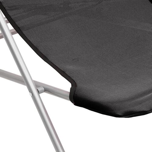 Foldbare strandstole 2 stk. textilene pulverlakeret stål sort