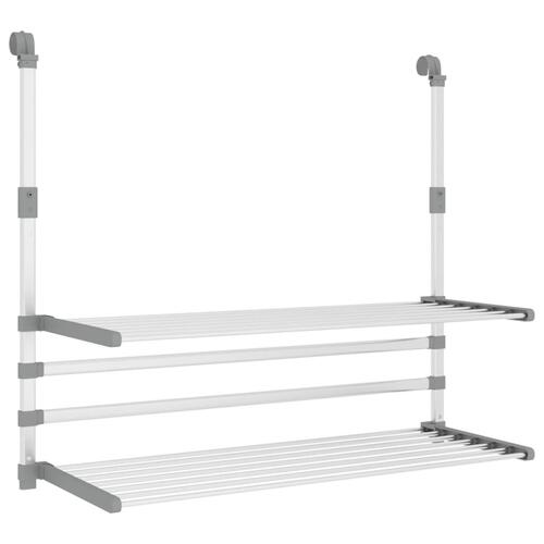 Tørrestativ til altan 89x25x(60-95) cm aluminium