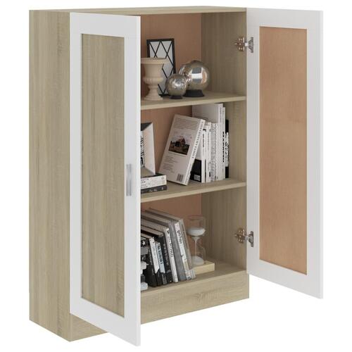 Bogskab 82,5x30,5x115 cm spånplade hvid og sonoma-eg