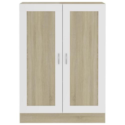 Bogskab 82,5x30,5x115 cm spånplade hvid og sonoma-eg