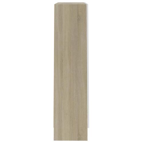 Bogskab 82,5x30,5x115 cm spånplade hvid og sonoma-eg