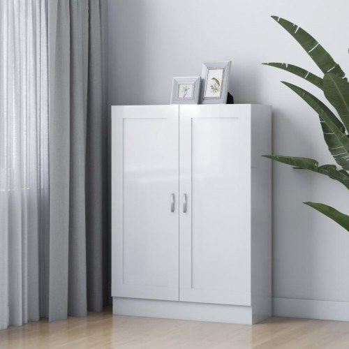 Bogskab 82,5x30,5x115 cm konstrueret træ hvid højglans