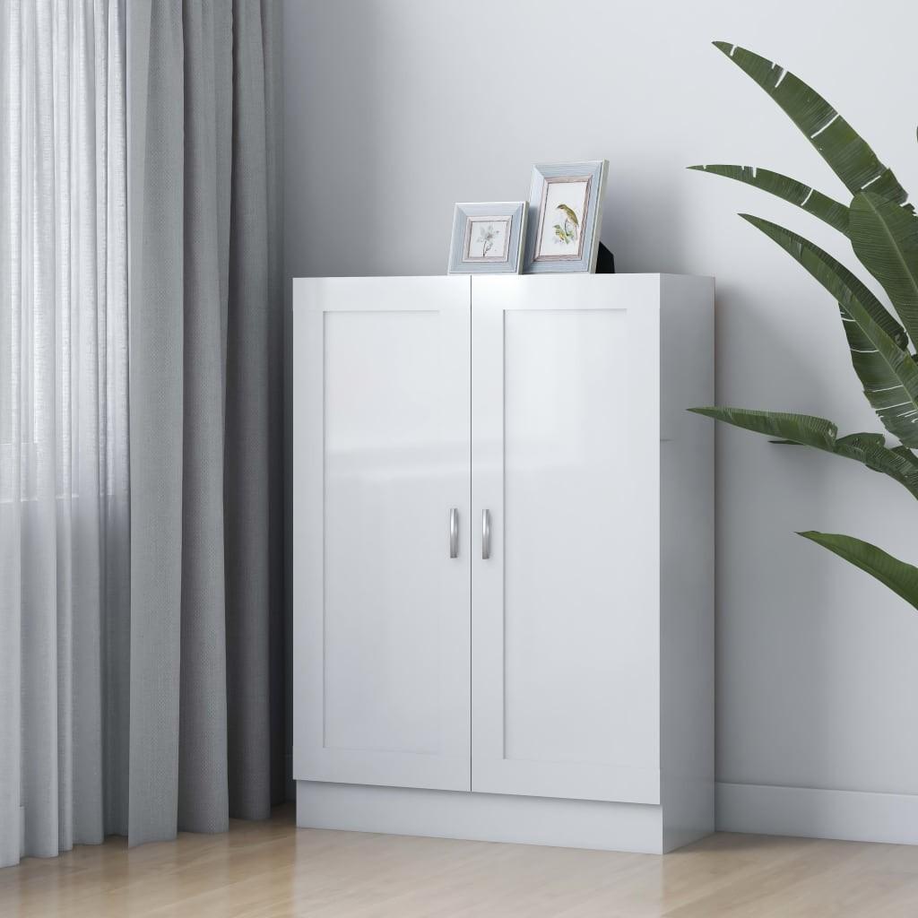 Bogskab 82,5x30,5x115 cm konstrueret træ hvid højglans