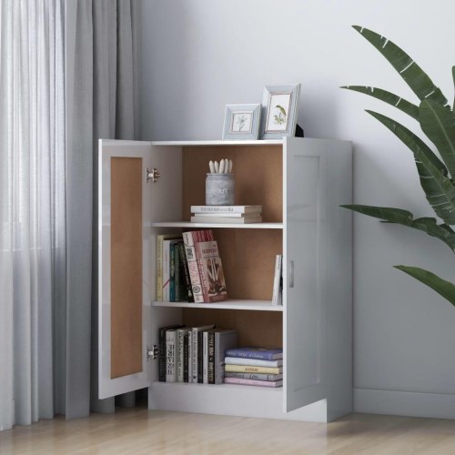 Bogskab 82,5x30,5x115 cm konstrueret træ hvid højglans