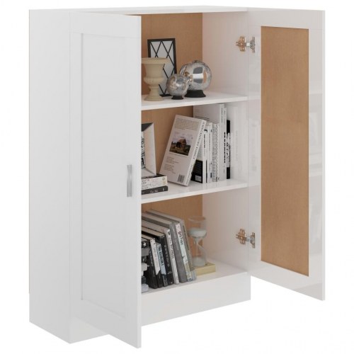 Bogskab 82,5x30,5x115 cm konstrueret træ hvid højglans