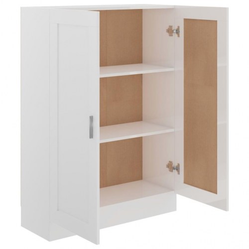 Bogskab 82,5x30,5x115 cm konstrueret træ hvid højglans