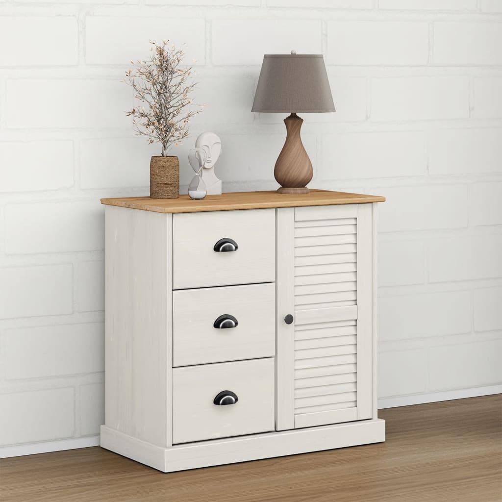 Skænk med skuffer VIGO 78x40x75 cm massivt fyrretræ hvid billede
