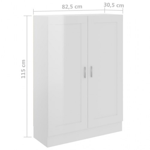 Bogskab 82,5x30,5x115 cm konstrueret træ hvid højglans
