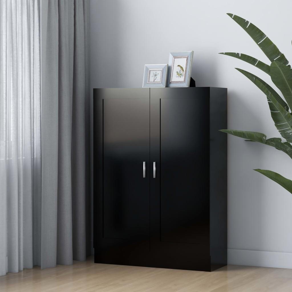 Bogskab 82,5x30,5x115 cm konstrueret træ sort højglans