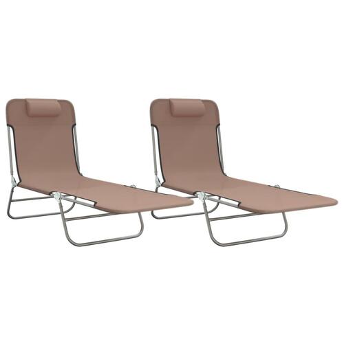Foldbare liggestole 2 stk. textilene og stål brun