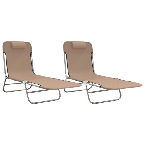 Foldbare liggestole 2 stk. textilene og stål gråbrun