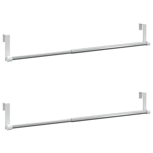 Gardinstænger 2 stk. 40-60 cm aluminium hvid og sølvfarvet