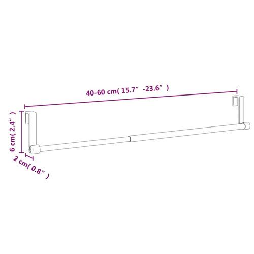 Gardinstænger 2 stk. 40-60 cm aluminium hvid og sølvfarvet