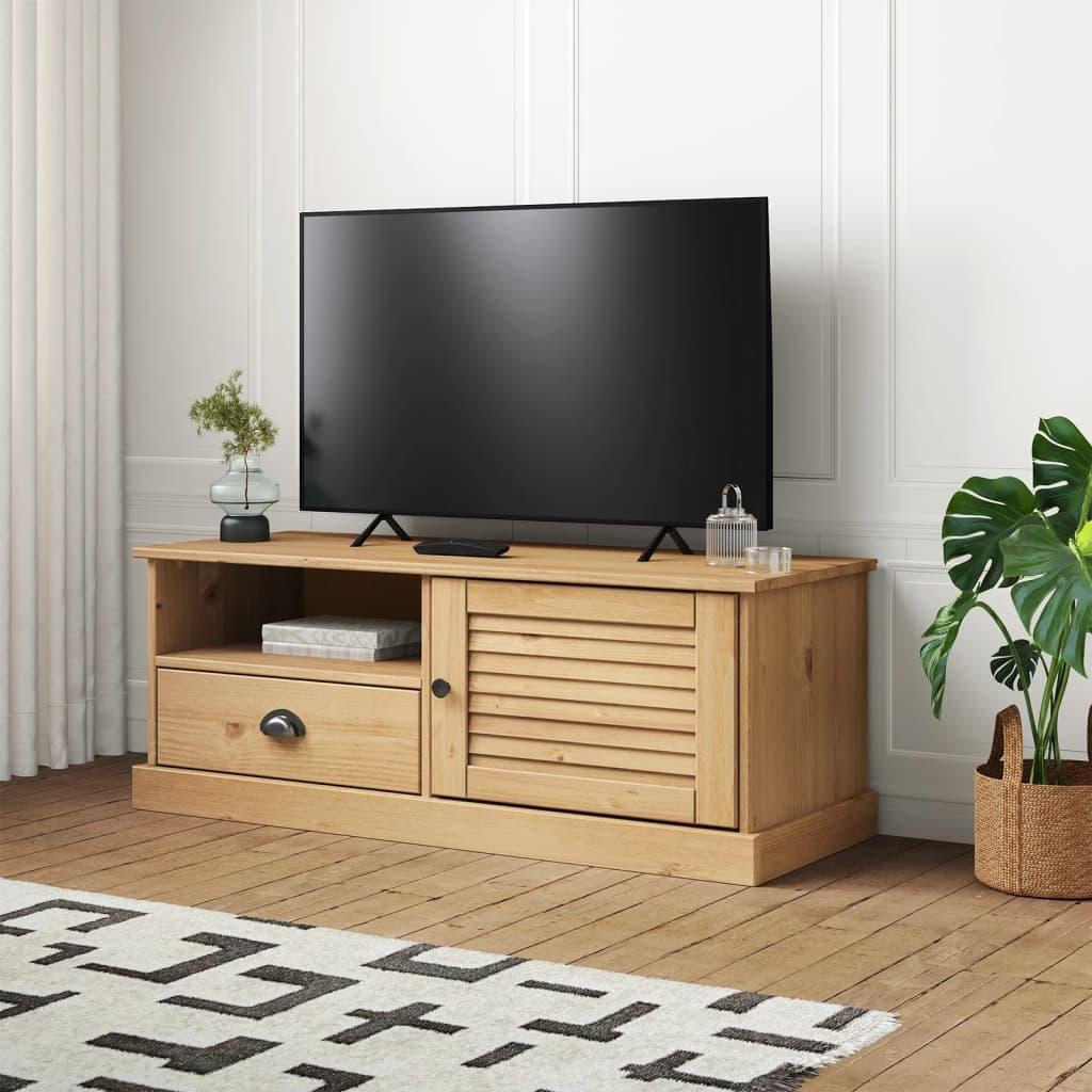 Tv-Bord Vigo 106X40X40 Cm Massivt Fyrretræ - Brun