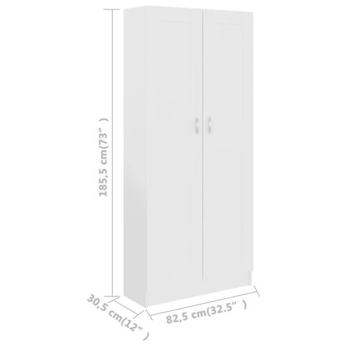 Bogskab 82,5x30,5x185,5 cm konstrueret træ hvid