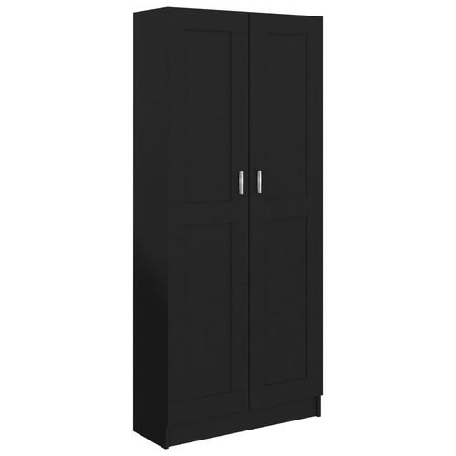 Bogskab 82,5x30,5x185,5 cm konstrueret træ sort