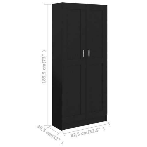 Bogskab 82,5x30,5x185,5 cm konstrueret træ sort