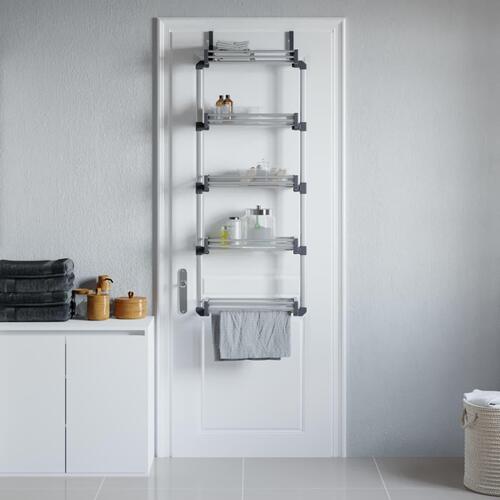 Reol med 5 hylder til dør 52x20x135 cm aluminium