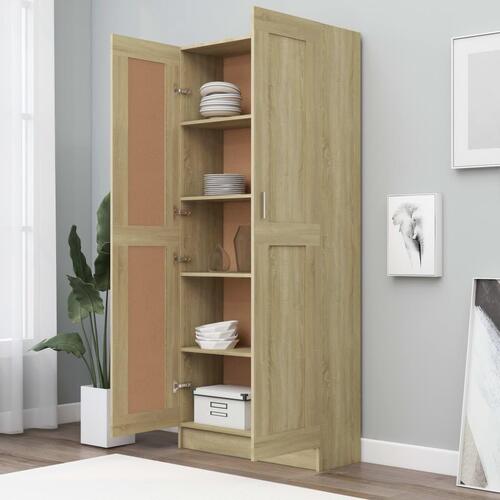 Bogskab 82,5x30,5x185,5 cm konstrueret træ sonoma-eg