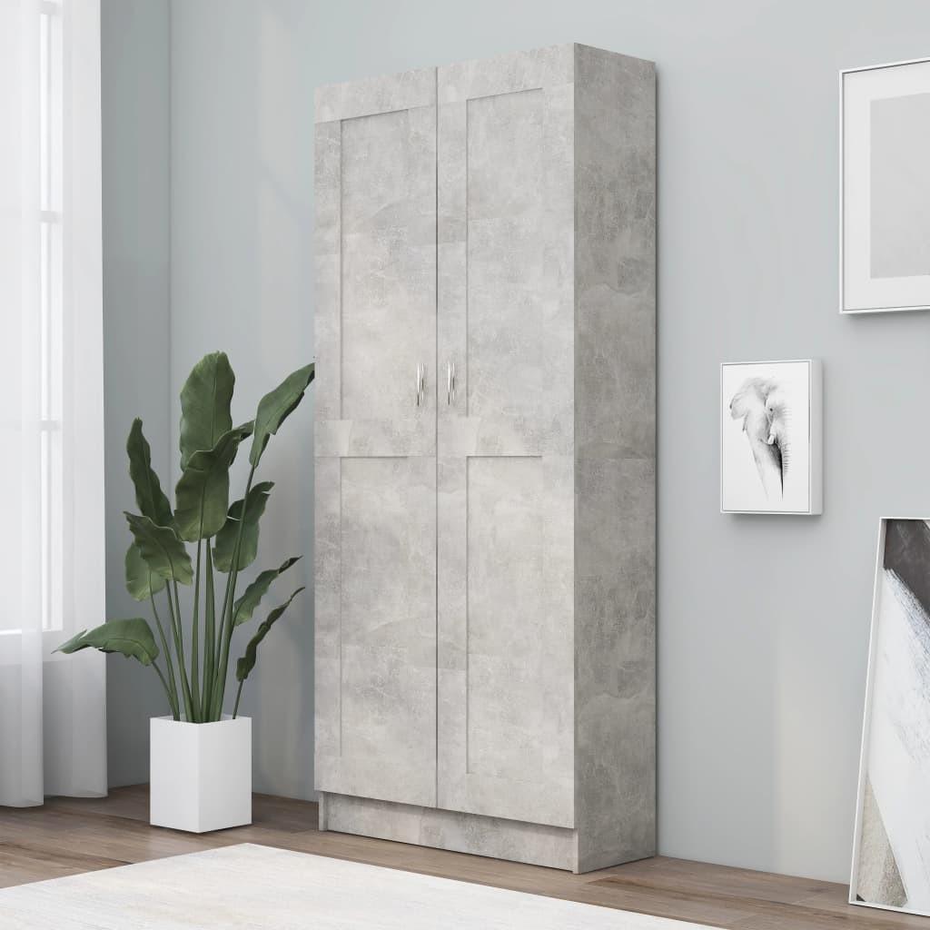 Bogskab 82,5x30,5x185,5 cm konstrueret træ betongrå