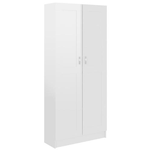 Bogskab 82,5x30,5x185,5 cm konstrueret træ hvid højglans