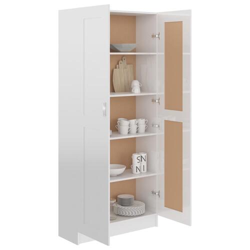 Bogskab 82,5x30,5x185,5 cm konstrueret træ hvid højglans