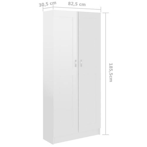 Bogskab 82,5x30,5x185,5 cm konstrueret træ hvid højglans