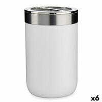 Tandbørsteholder Hvid Sølvfarvet Plastik 7,7 x 11,2 x 7,7 cm (6 enheder)