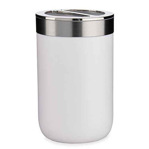 Tandbørsteholder Hvid Sølvfarvet Plastik 7,7 x 11,2 x 7,7 cm (6 enheder)