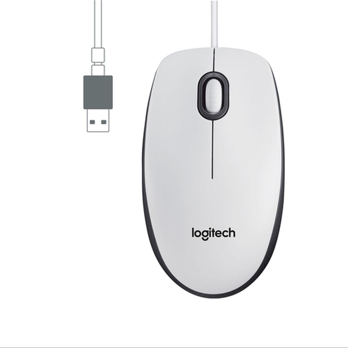Mus med kabel og optisk sensor Logitech M100 Hvid 1000 dpi
