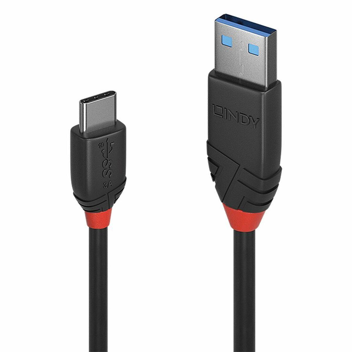 USB A til USB C-kabel LINDY 36916 Sort 1 m