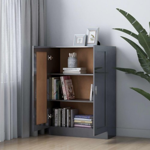 Bogskab 82,5x30,5x115 cm konstrueret træ grå højglans