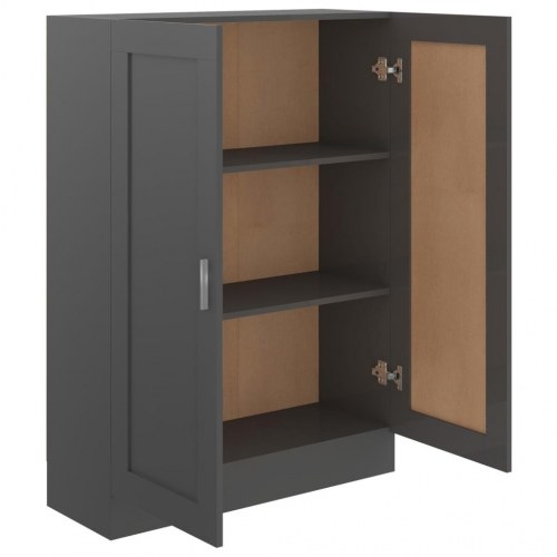 Bogskab 82,5x30,5x115 cm konstrueret træ grå højglans