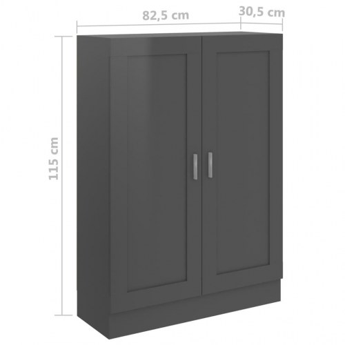 Bogskab 82,5x30,5x115 cm konstrueret træ grå højglans