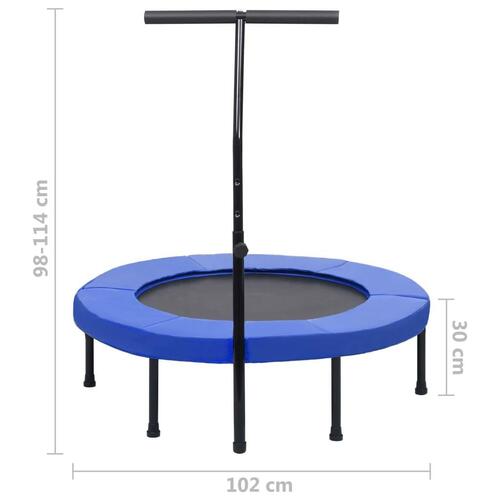 Fitnesstrampolin med håndtag og sikkerhedspude 102 cm