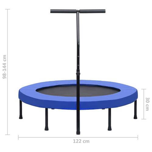 Fitnesstrampolin med håndtag og sikkerhedspude 122 cm