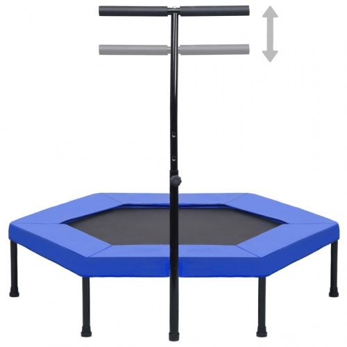 Fitnesstrampolin med håndtag + sikkerhedspude 122 cm sekskantet