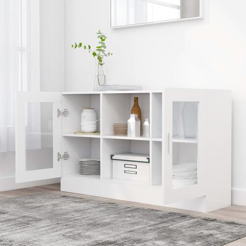 Vitrineskab 120x30,5x70 cm konstrueret træ hvid