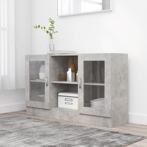 Vitrineskab 120x30,5x70 cm konstrueret træ betongrå