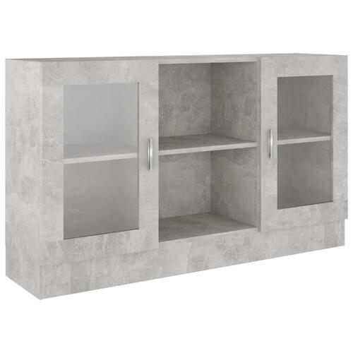 Vitrineskab 120x30,5x70 cm konstrueret træ betongrå