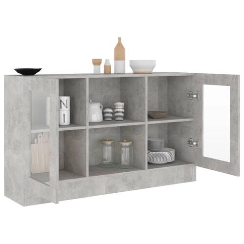 Vitrineskab 120x30,5x70 cm konstrueret træ betongrå