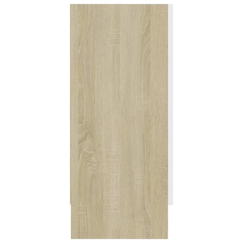 Vitrineskab 120x30,5x70 cm konstrueret træ hvid og sonoma-eg