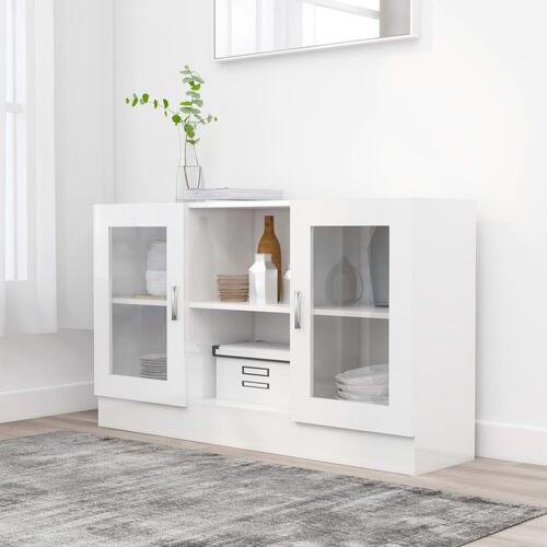 Vitrineskab 120x30,5x70 cm konstrueret træ hvid højglans