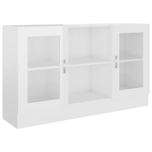 Vitrineskab 120x30,5x70 cm konstrueret træ hvid højglans