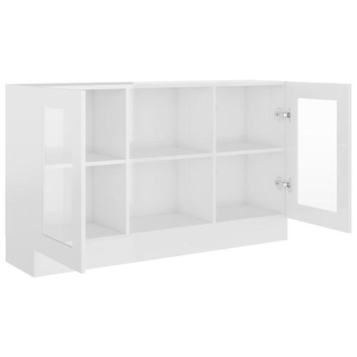 Vitrineskab 120x30,5x70 cm konstrueret træ hvid højglans