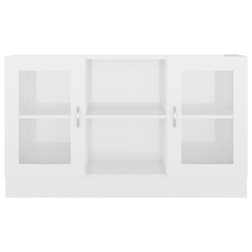 Vitrineskab 120x30,5x70 cm konstrueret træ hvid højglans