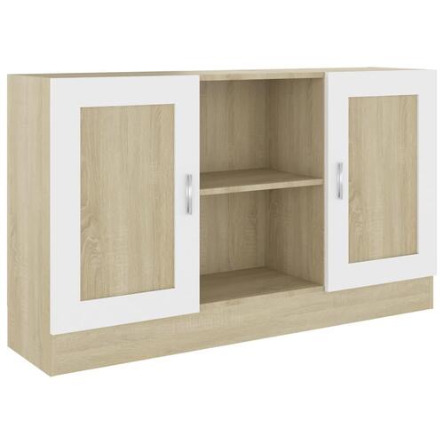 Skænk 120x30,5x70 cm konstrueret træ hvid og sonoma-eg
